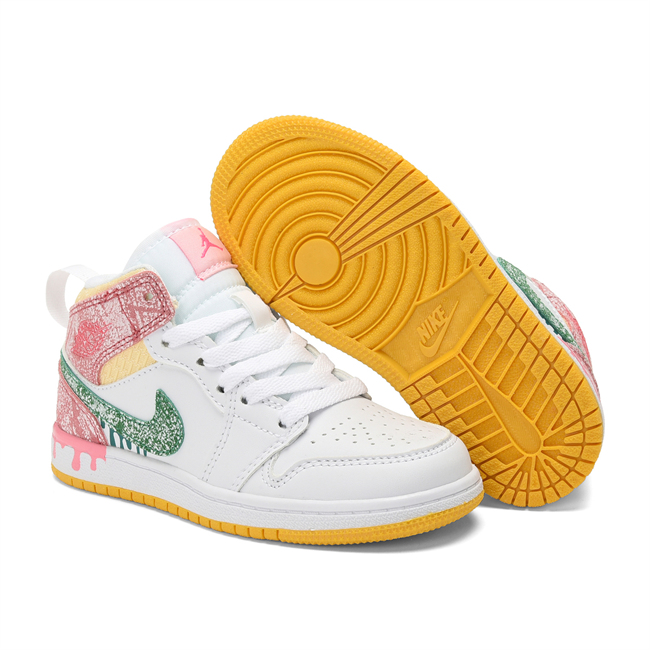 Youth Running Weapon Air Jordan 1 White/Pink Shoes 0660